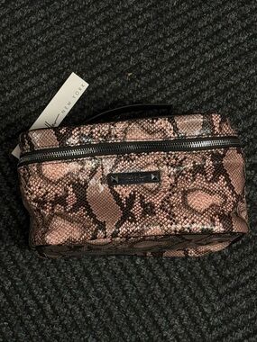 Nicole Miller Pink Snake Print Cosmetic Bag